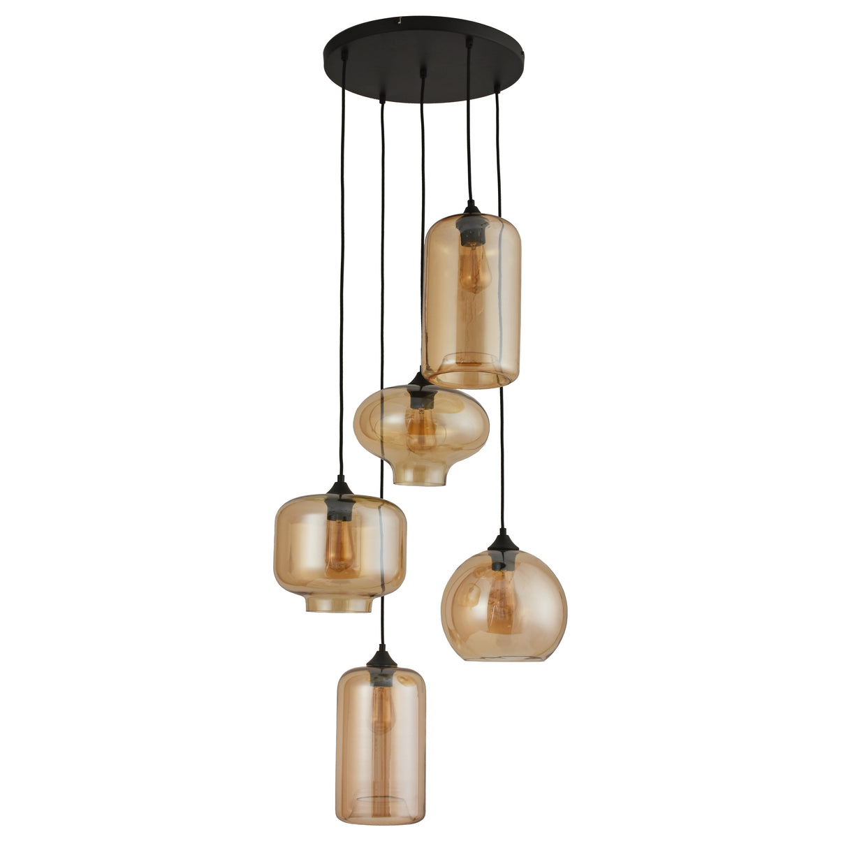 Hängeleuchte 5-flammig Bernstein Rund