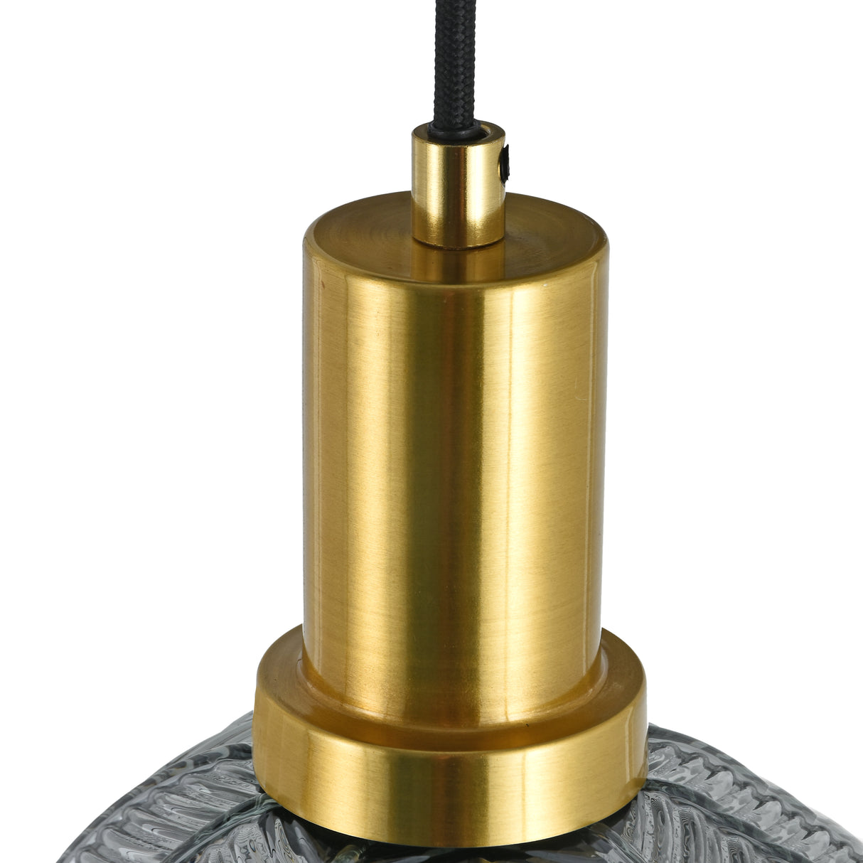 Hängelampe Sanne – Schwarz mit Rauchglas und Messing – 5 Lichtquellen