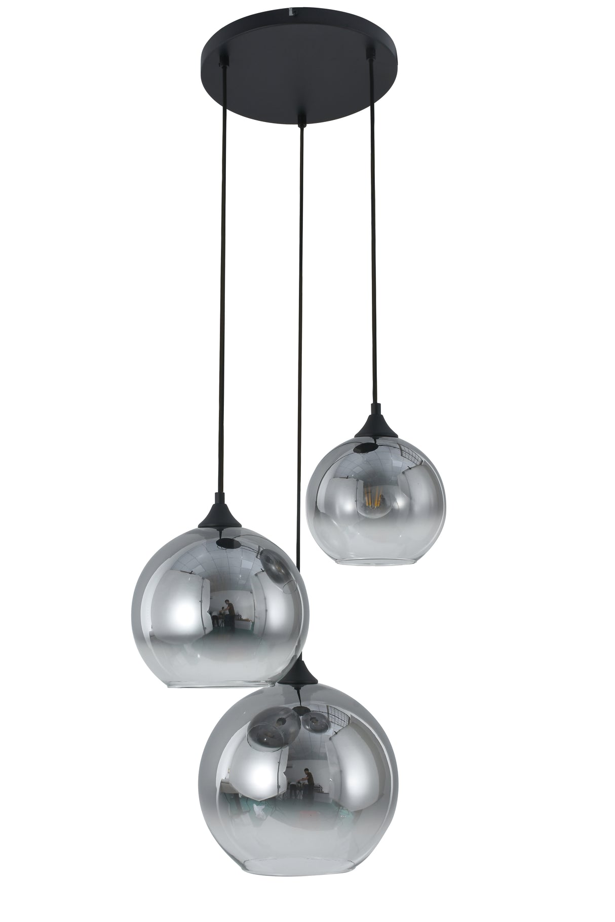 Hängelampe Mino – 3-flammig – Rauchglas – Wohnzimmer – Esszimmer – Schlafzimmer – Büro