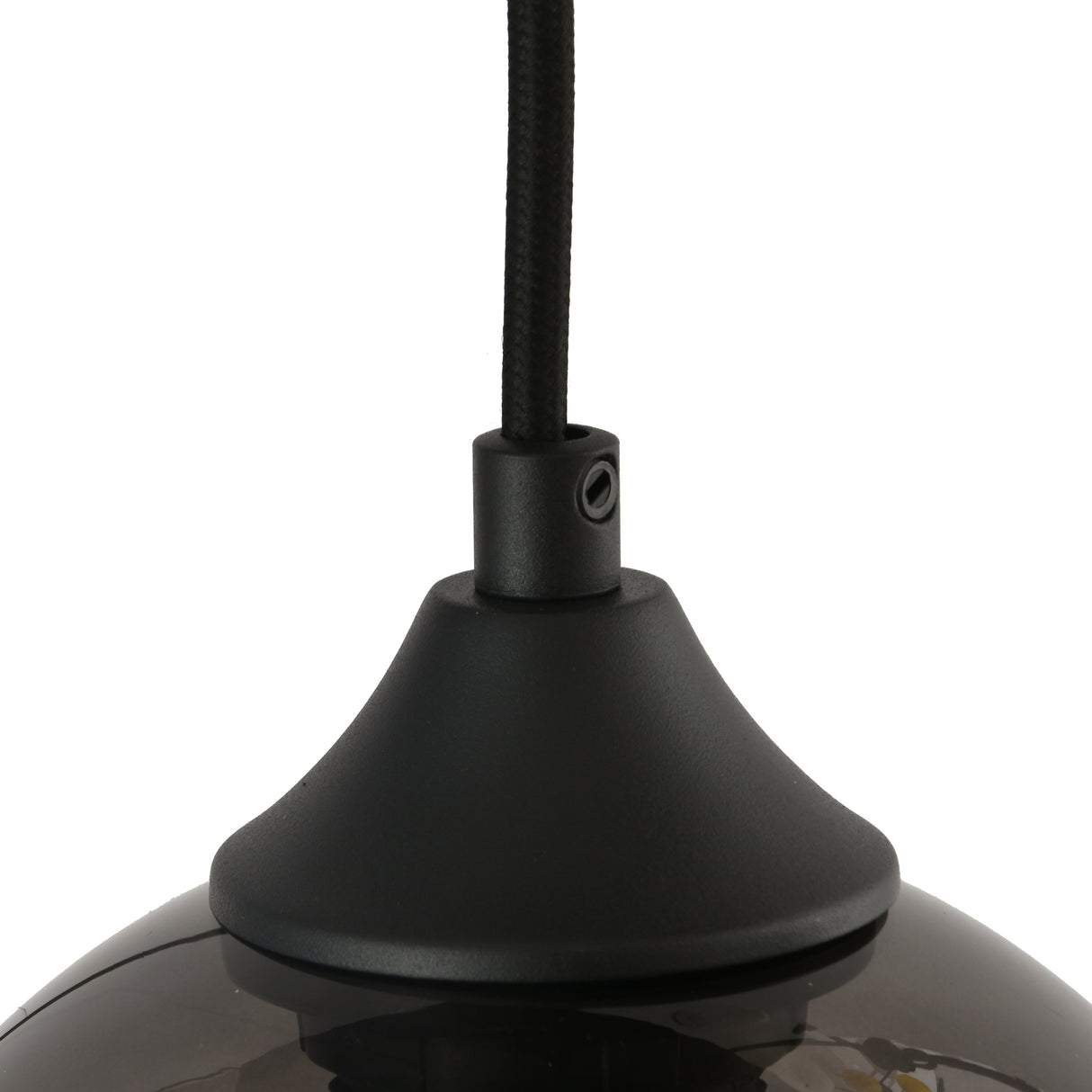 Hängelampe Schwarz mit Rauchglas Oval 8-flammig