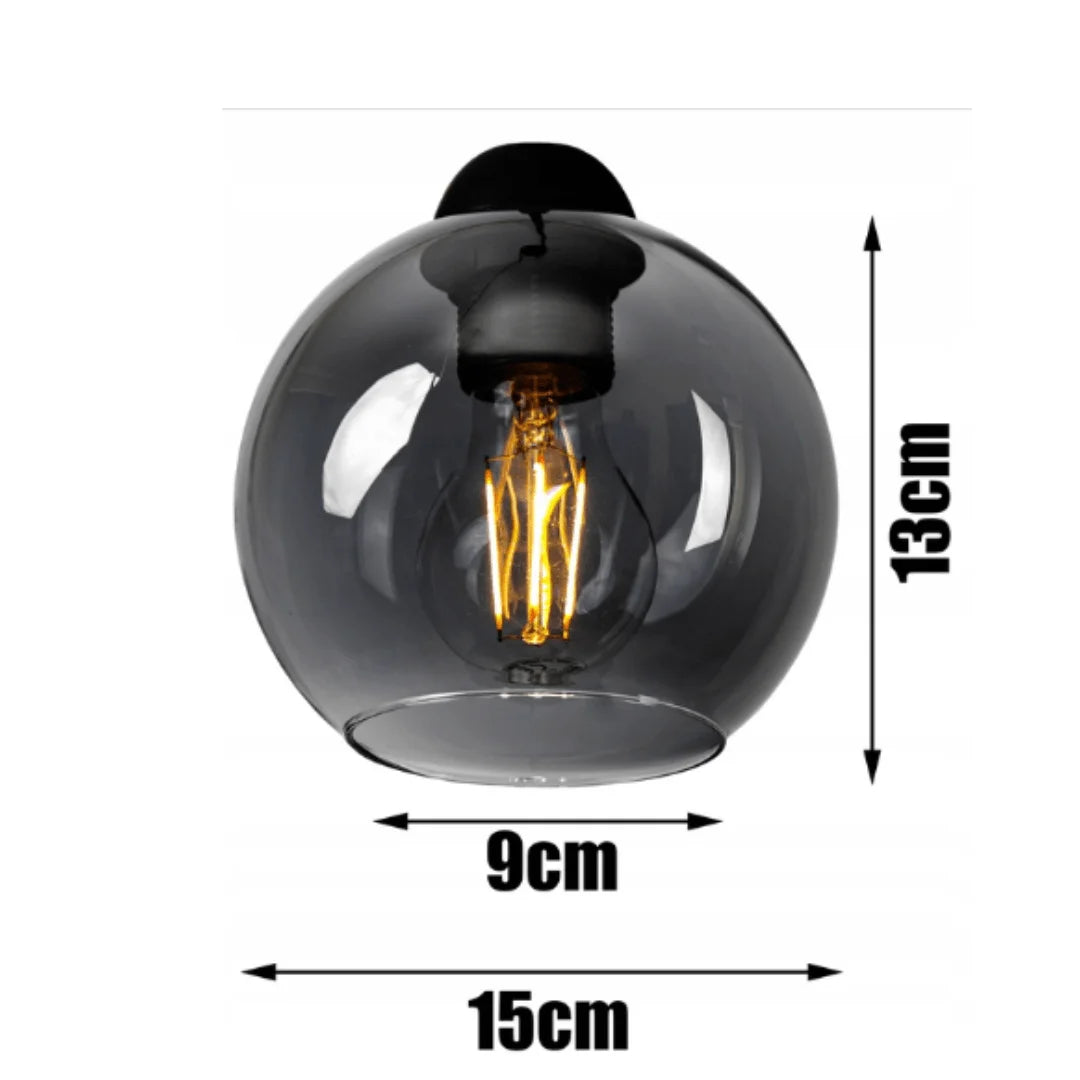 plafondlamp industrieel zwart met smoke glas woonkamer