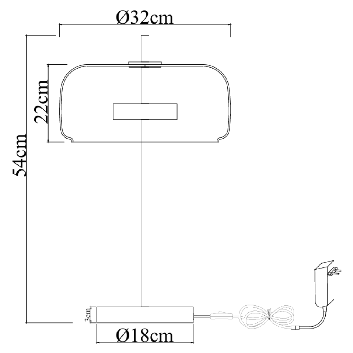 Tischlampe Lune – Messing mit Amberglas – Integrierte Lichtquelle