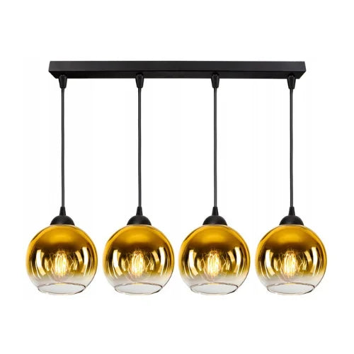 Langwerpige hanglamp goud 4-lichts industrieel boven eettafel