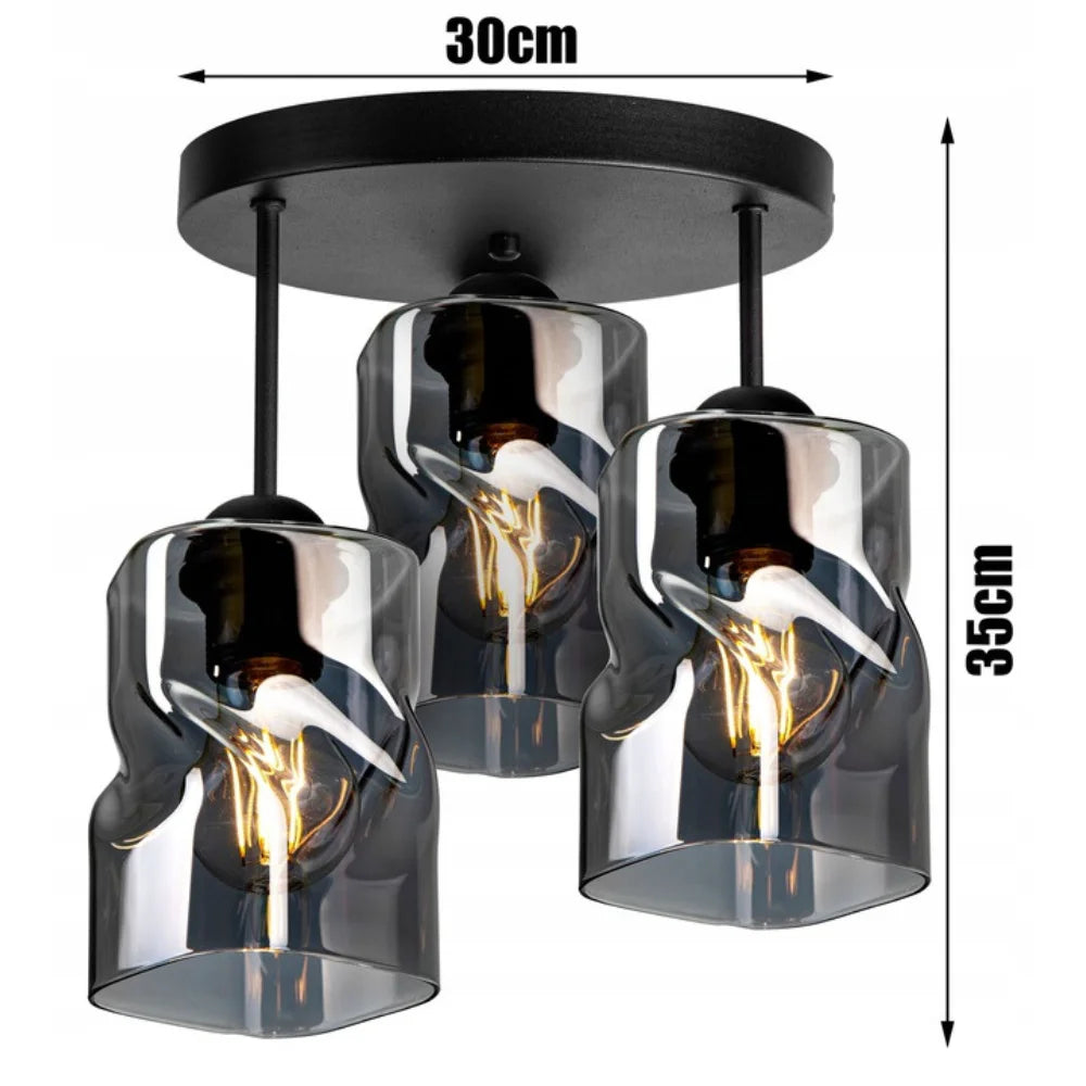 plafondlamp industrieel zwart 3-lichts voor woonkamer