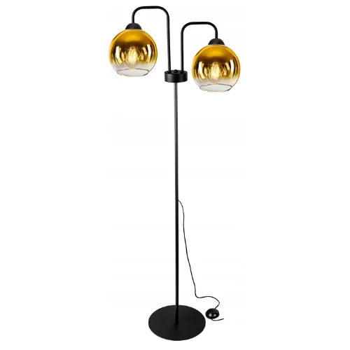 vloerlamp industrieel 2-lamps goud voor woonkamer of hal