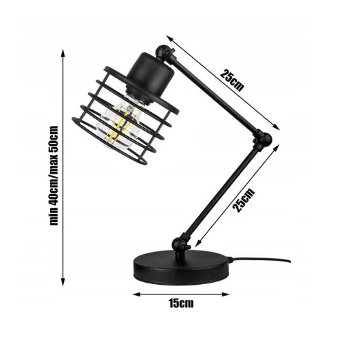 Tafellamp industrieel zwart verstelbaar design ‘Boxglow’