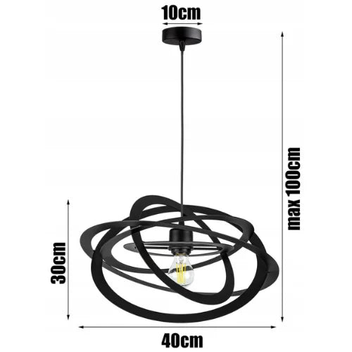 Zwarte hanglamp cirkelvorm met 1 lichtpunt E27 fitting
