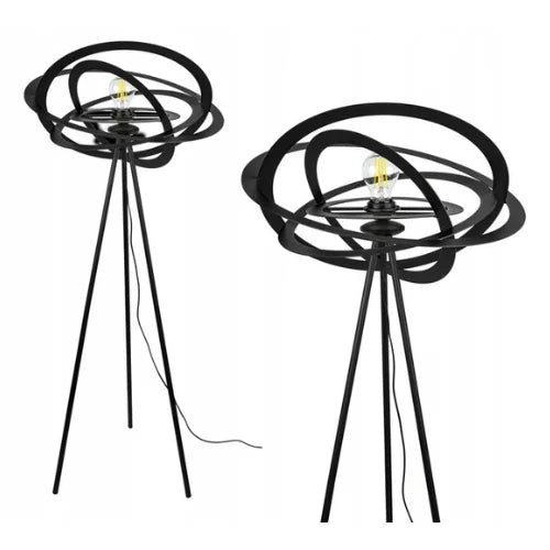 Zwarte moderne vloerlamp met cirkelvormige voet