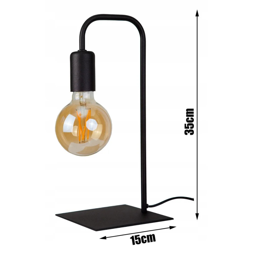 zwart industrieel nachtlampje voor slaapkamer tafellamp