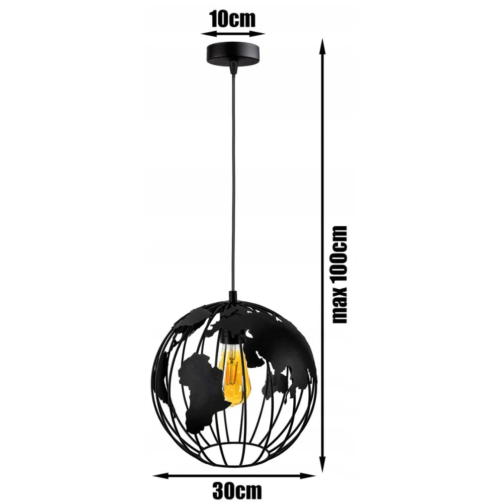 Schwarze Globe Pendelleuchte aus Stahl mit E27 Fassung