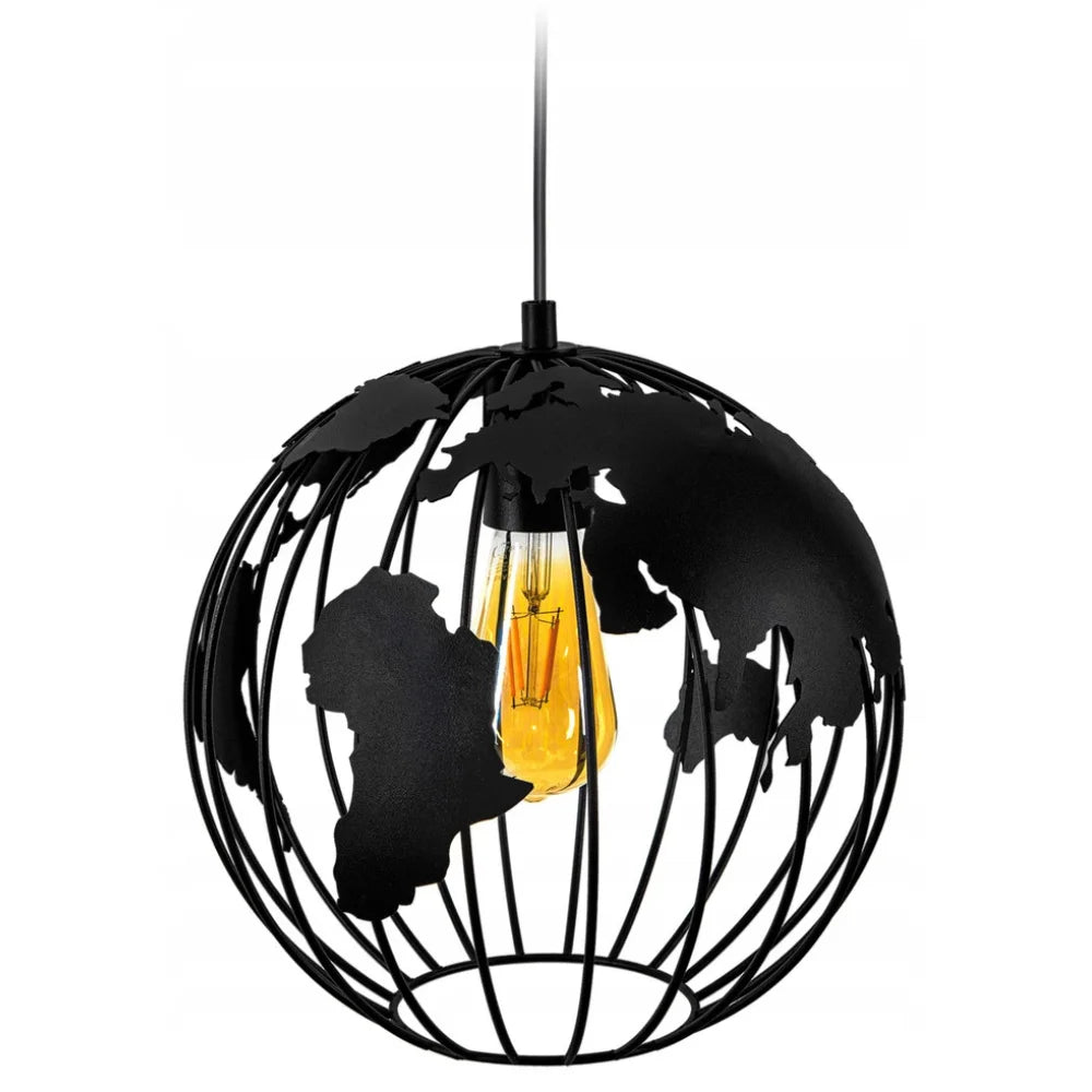 Schwarze Globe Pendelleuchte aus Stahl mit E27 Fassung