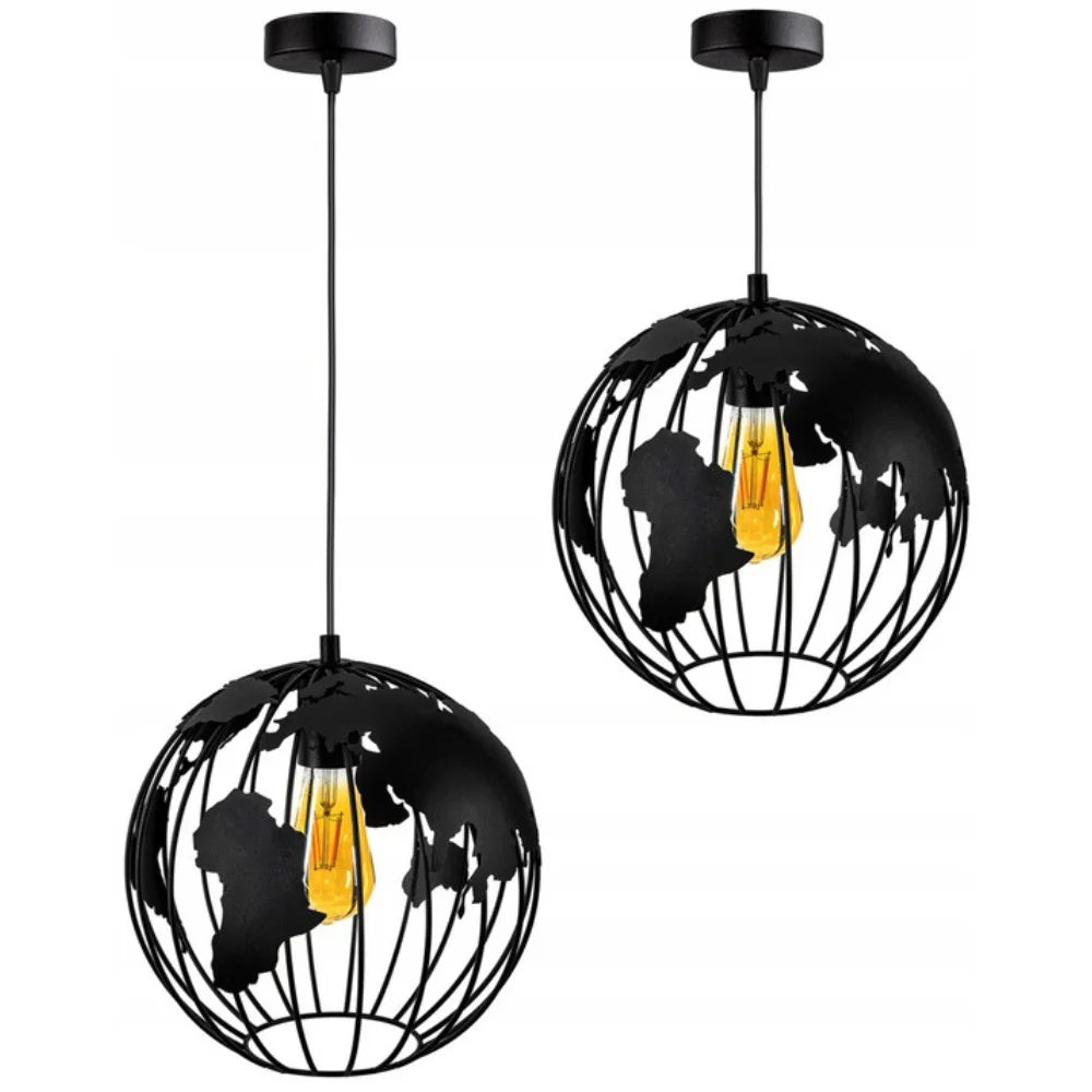 Schwarze Globe Pendelleuchte aus Stahl mit E27 Fassung