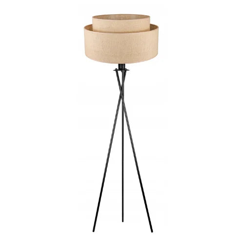 Beige staande lamp voor woonkamer met stoffen kap