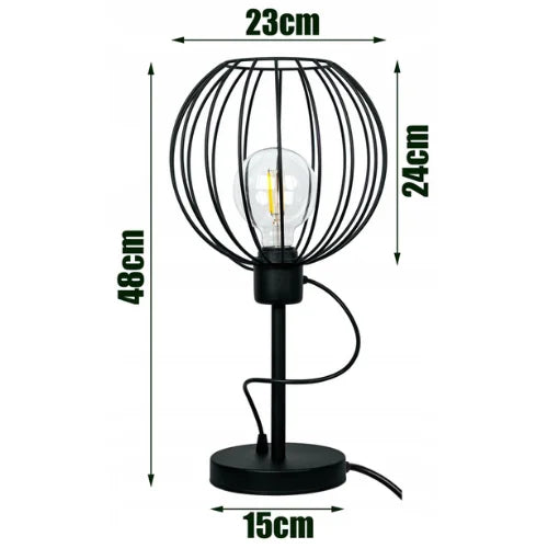 Zwarte tafellamp industrieel bol op nachtkastje