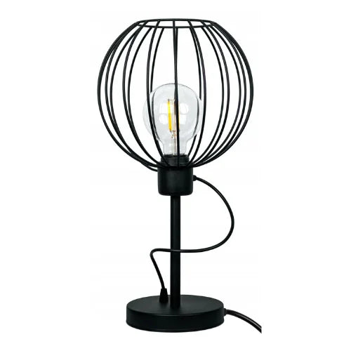 Zwarte tafellamp industrieel bol op nachtkastje