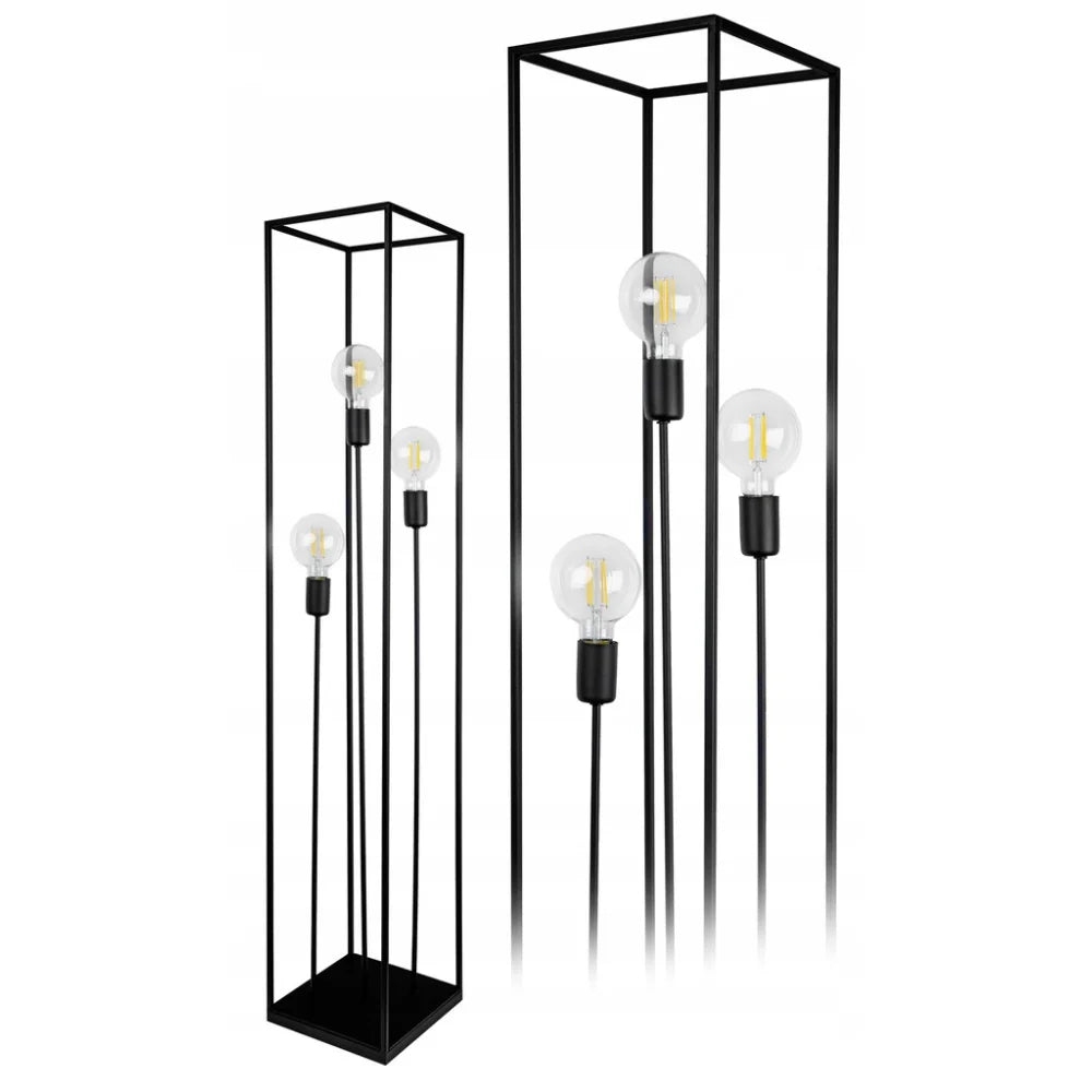 Industriële zwarte vloerlamp Lumiere met drie lichtpunten