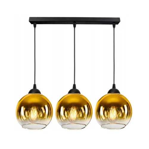 Langwerpige 3-lichts hanglamp goud eetkamer industrieel