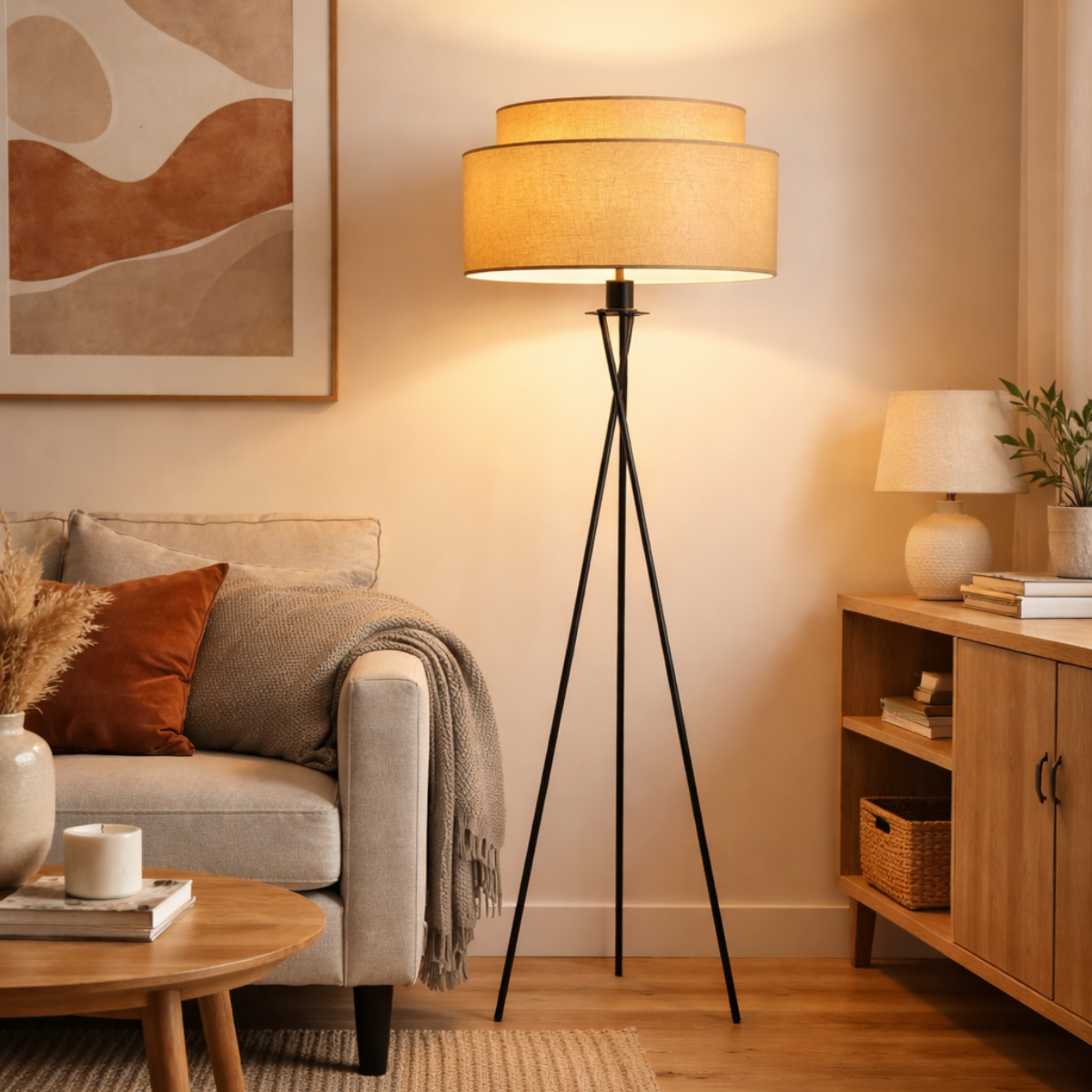 Stehlampe Stoffschirm 'Strandsand'