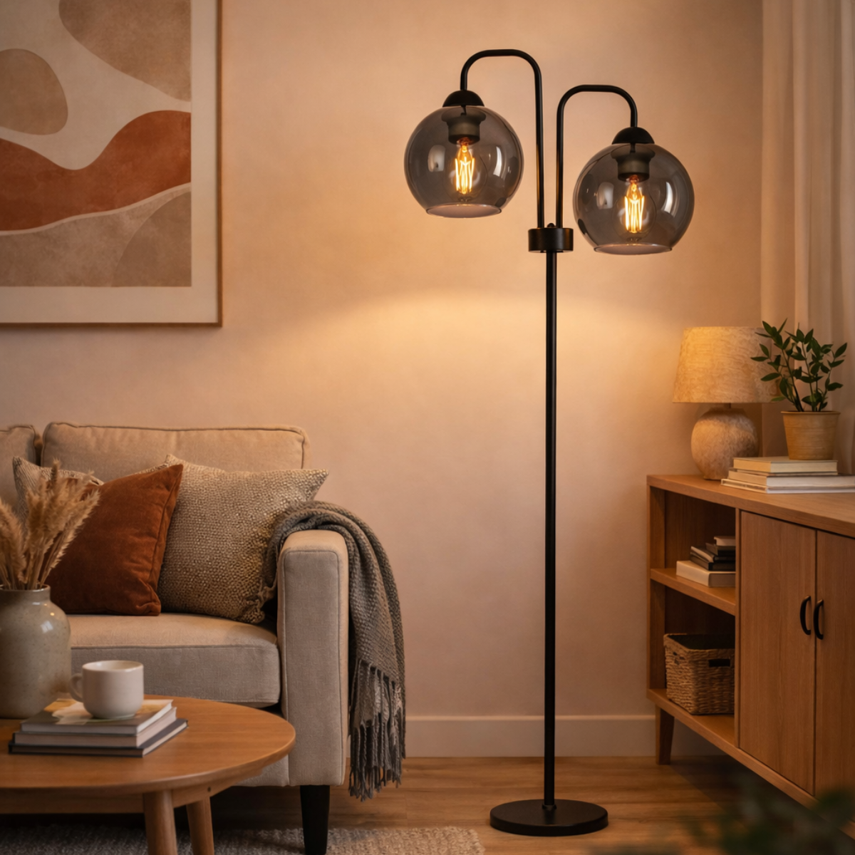 Industrielle Stehleuchte 2-flammig 'Smoke'