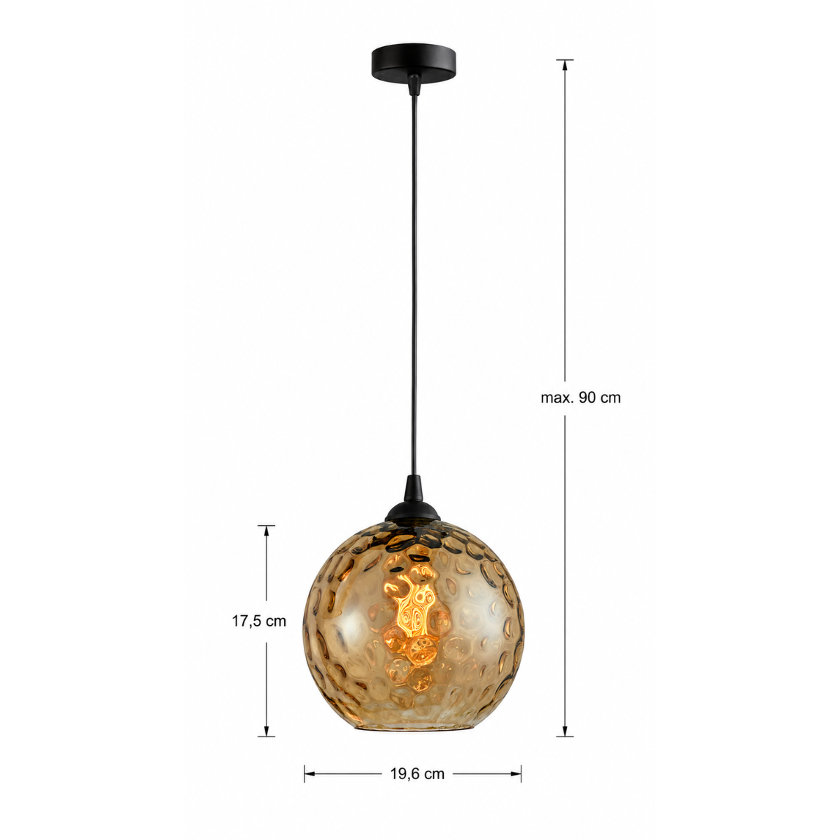 Hanglamp - amberkleurige glazen bol