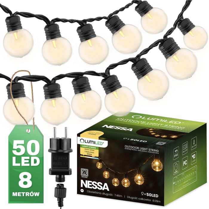 Tuinverlichting – Buiten Lichtketting 8m, 50x LED, 3000K Warm Wit