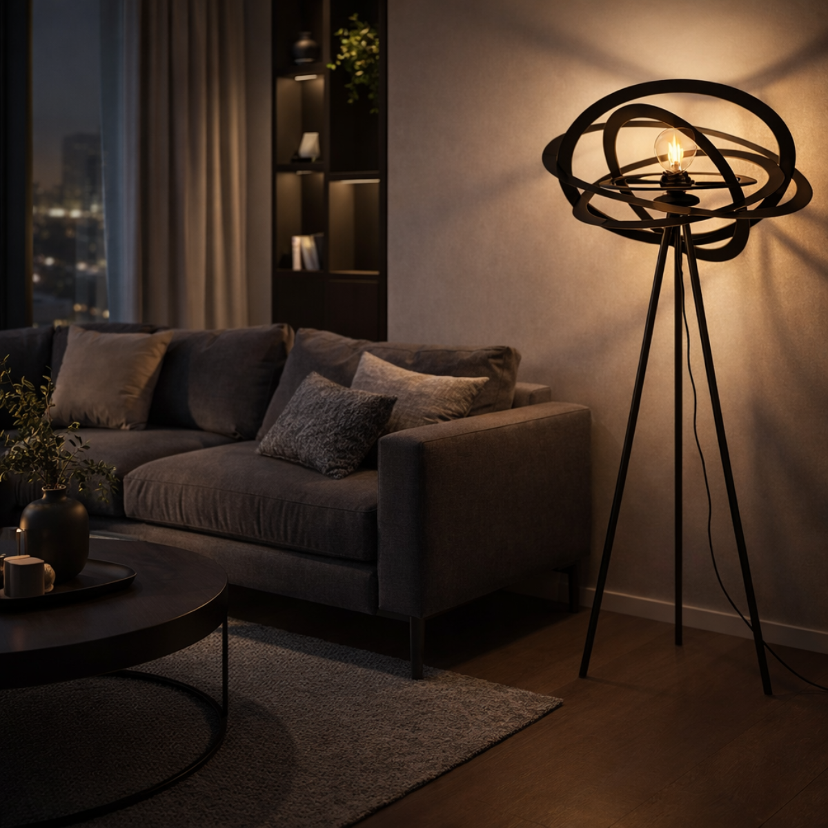 Stehlampe 1 Lampe Schwarz 'Circle'