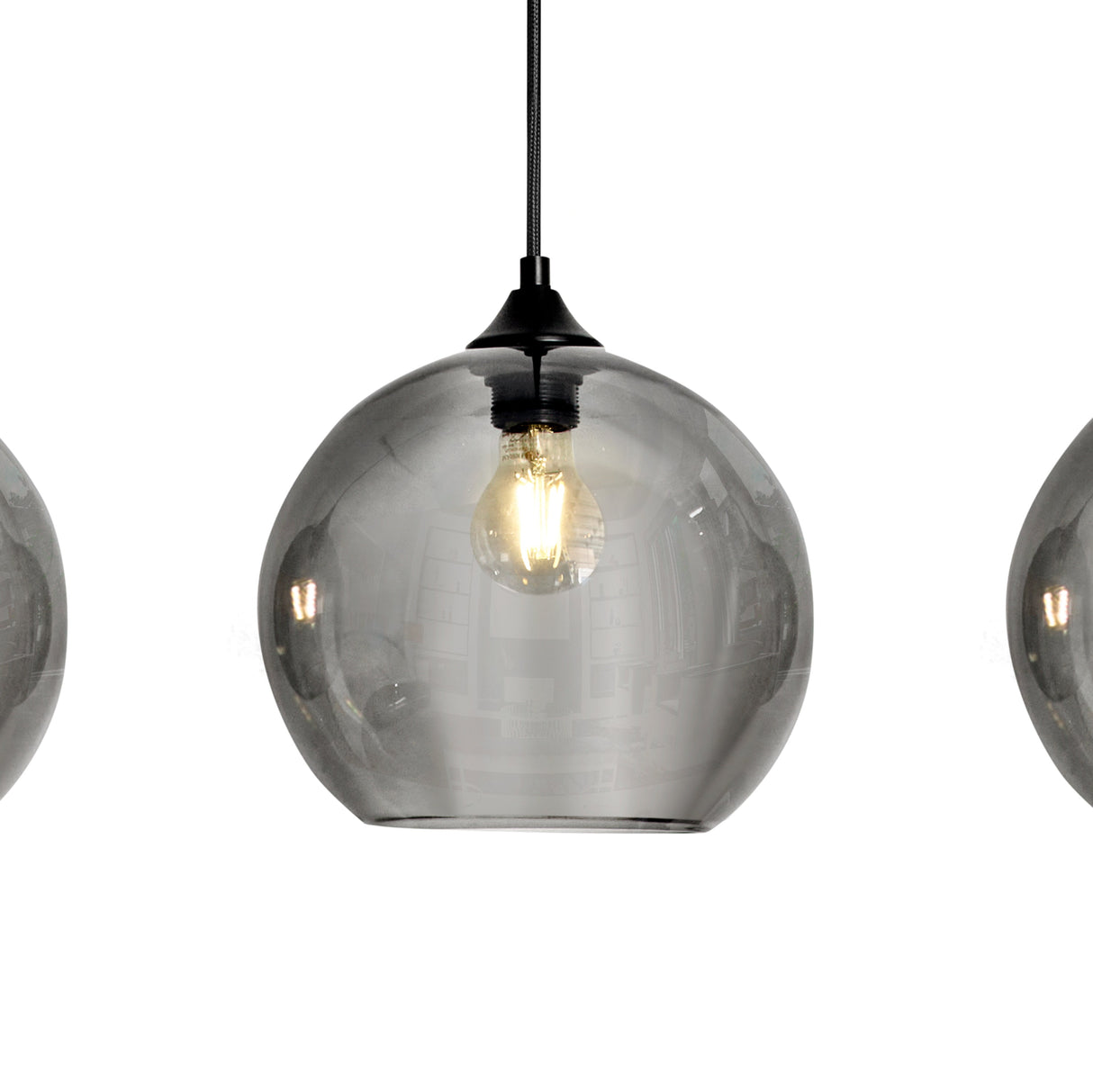 Hanglamp Zwart met Smoke Glas – 4-Lichts Langwerpig | Xavi