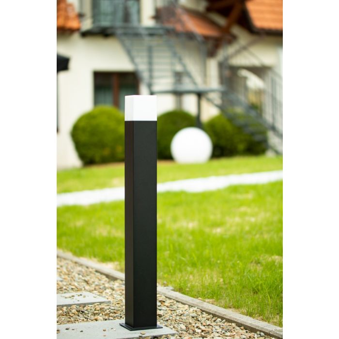 Gartenleuchte Außen – Quadratischer stehender Pfahl 74 cm – Schwarz – E27-Fassung