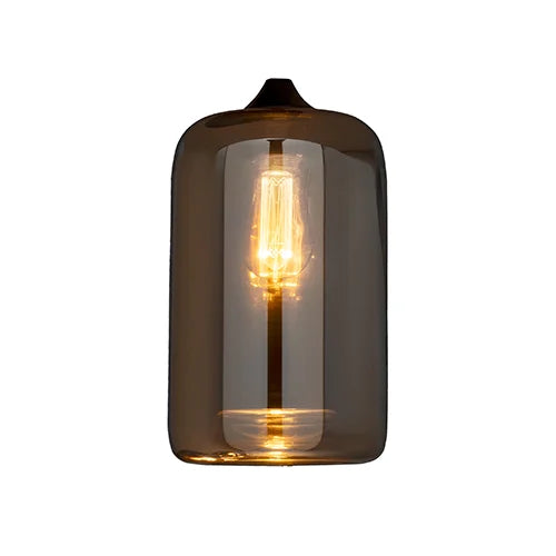 Hanglamp 5-Lichts rookglas industrieel zwart eettafel