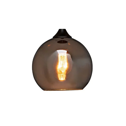 Hanglamp 5-Lichts rookglas industrieel zwart eettafel