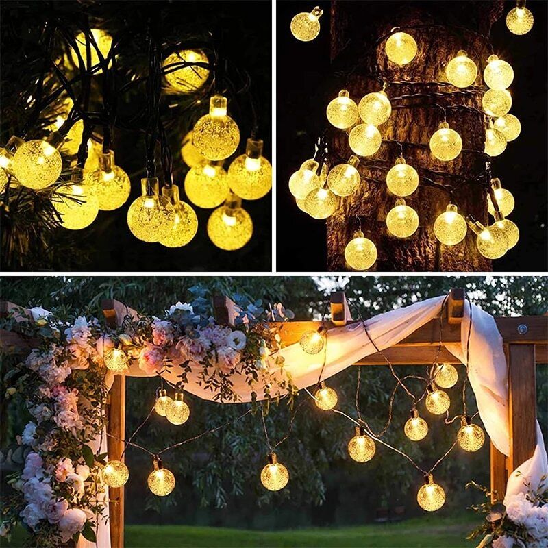 Gartenlichterkette – 100 LED-Kugeln – 21,8 m – Warmweiß 3000K – Dekorativ & Wetterfest