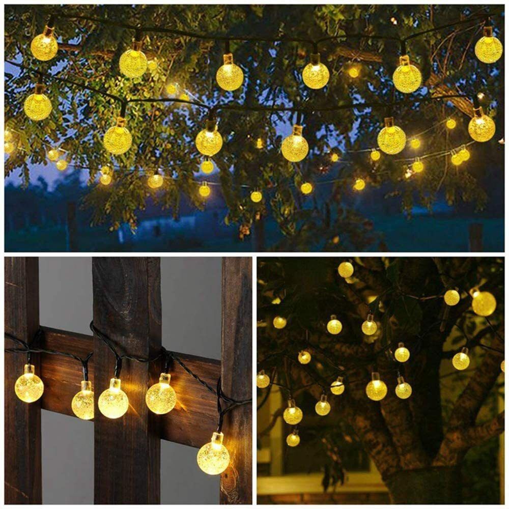 Gartengirlande – 100x LED Kugeln – 21,8m – Warmweiß 3000K – Dekorativ & Wetterfest