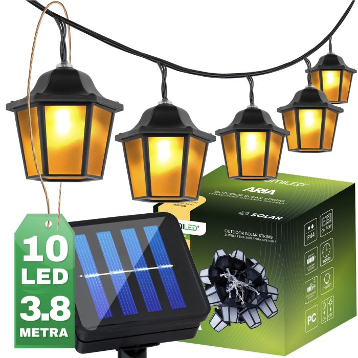 10 LED-Laternen – 3,8 m – Warmweiß 3000K – Dekorativ & Wetterfest