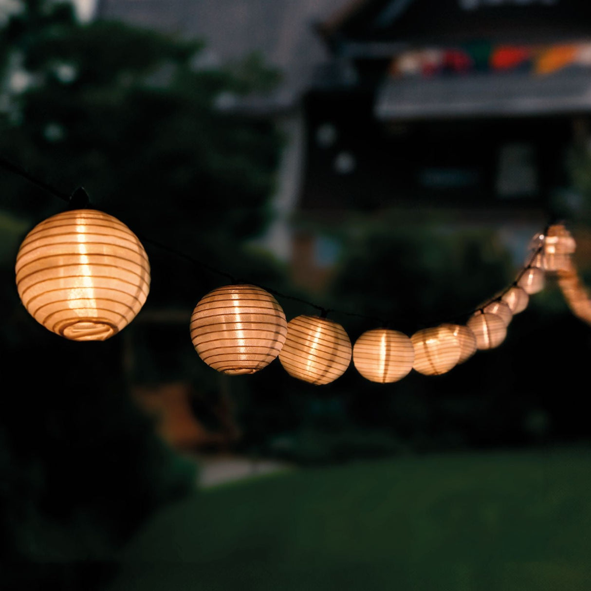 Solar-Gartenlichterkette – 20 LED-Laternen – 7,59 m – Warmweiß 3000K