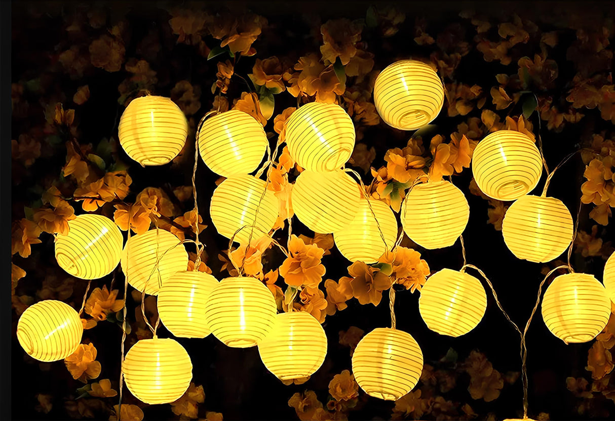 Solar-Gartenlichterkette – 20 LED-Laternen – 7,59 m – Warmweiß 3000K