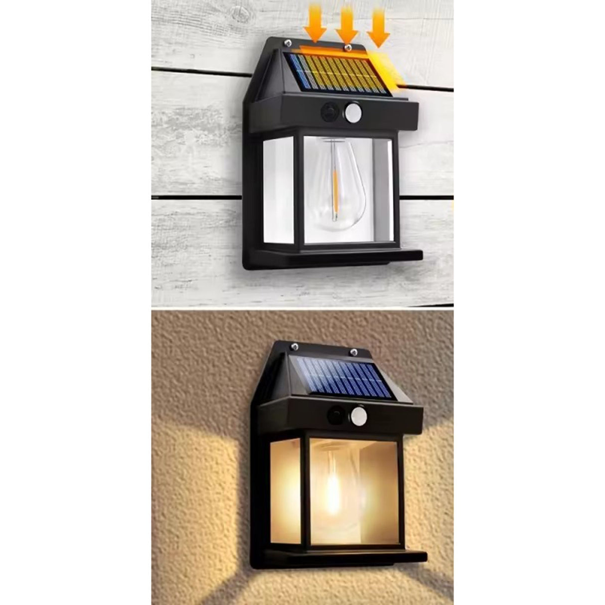 Solar LED Wandleuchte – Fassadenlampe 3000K, IP44 mit Bewegungs- und Dämmerungssensor