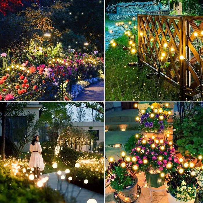 Solar-Gartenleuchte – Löwenzahndesign mit Lichtkugeln, 70 cm, IP44, 3000K warmweiß