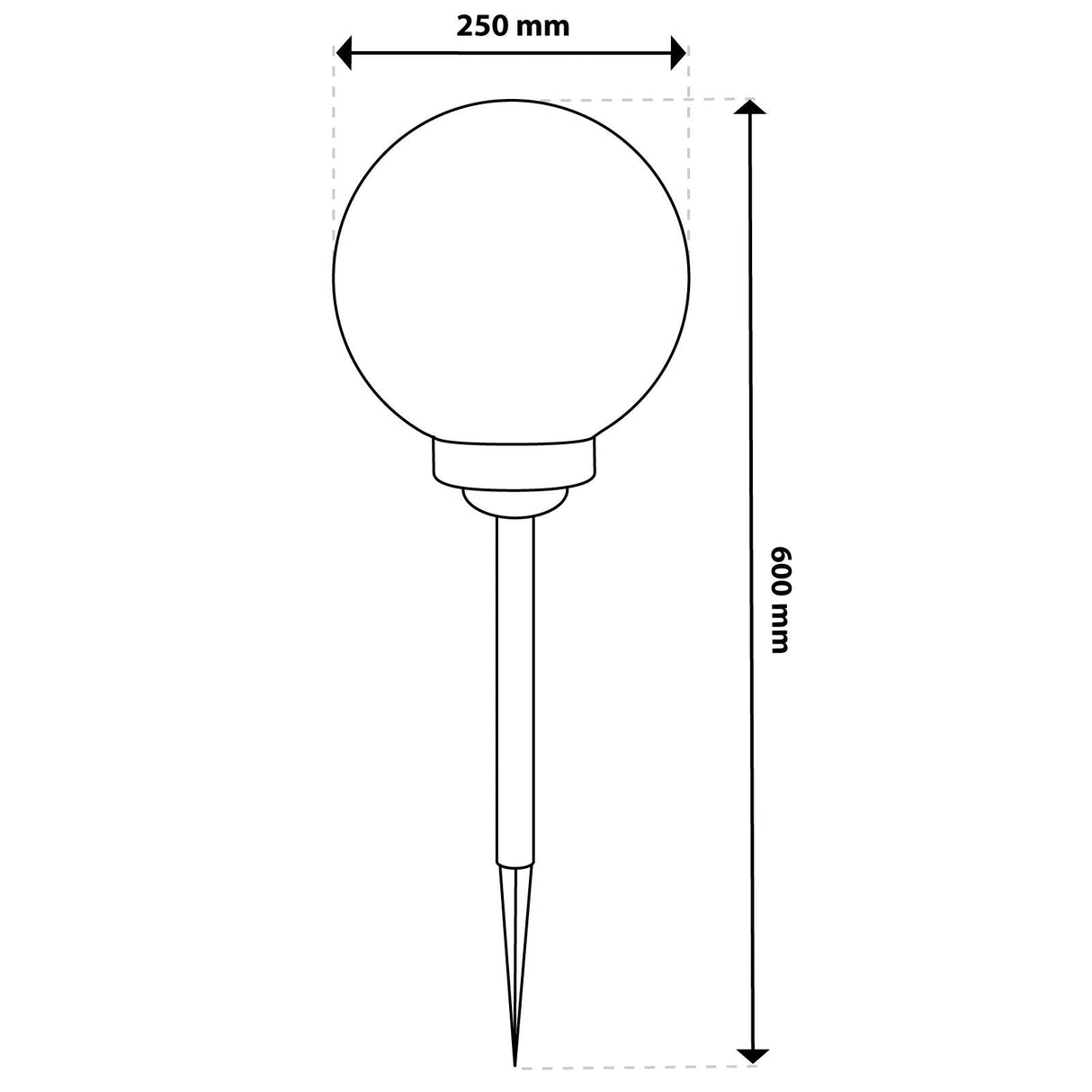 Solar-LED-Gartenleuchte – Weiße Kugel 25 cm – Bodenmontage – Farbwechsel