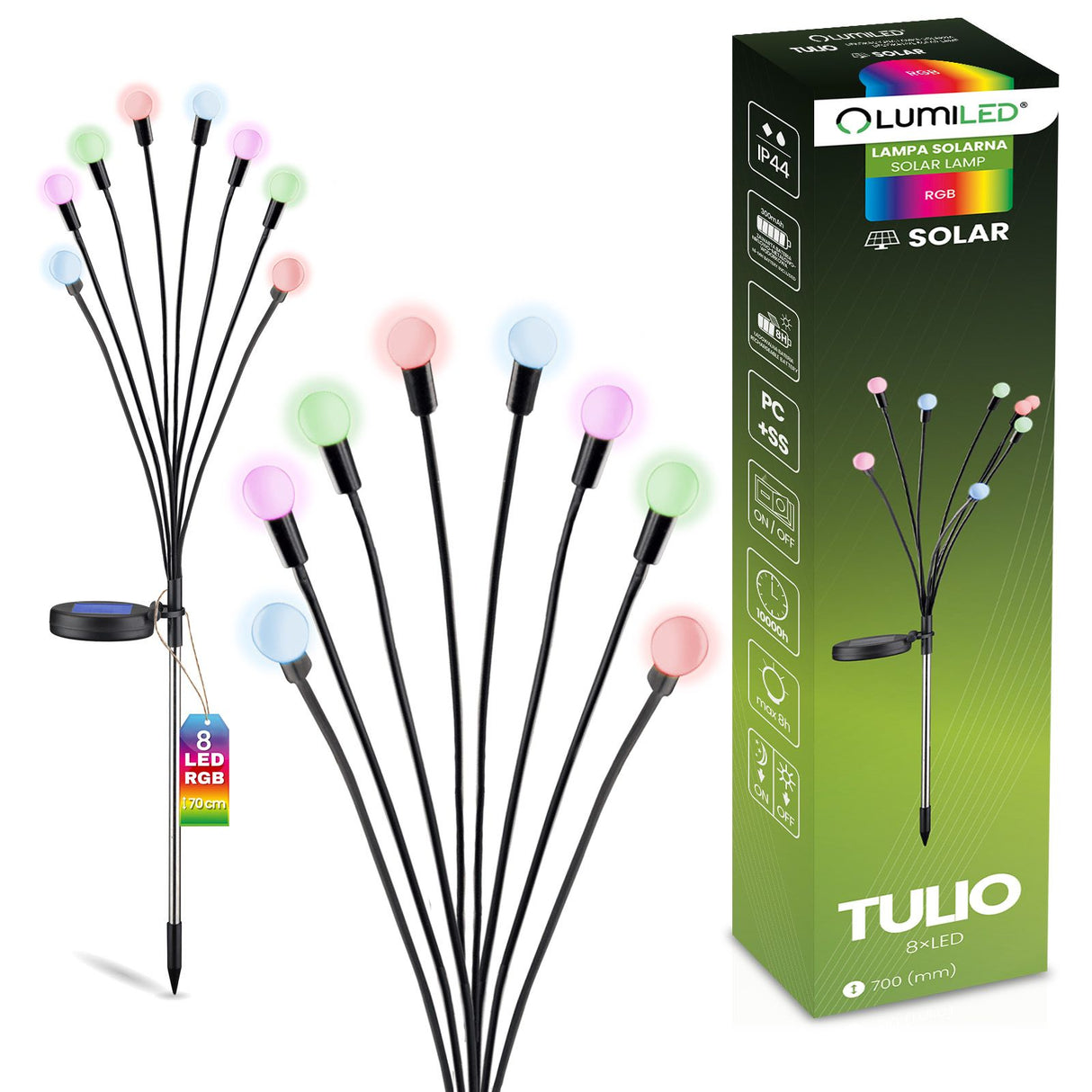 Solar Gartenlampe TULIO – LED – Dekorative Erdspießlampe – Löwenzahn-Design