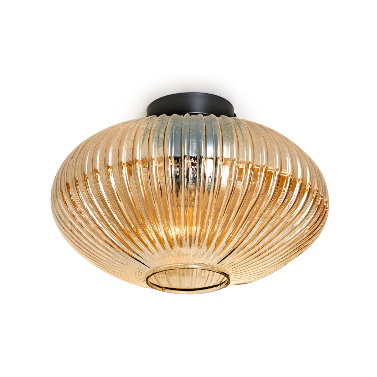 Designer Deckenleuchte rund Bernsteinglas - Amelie