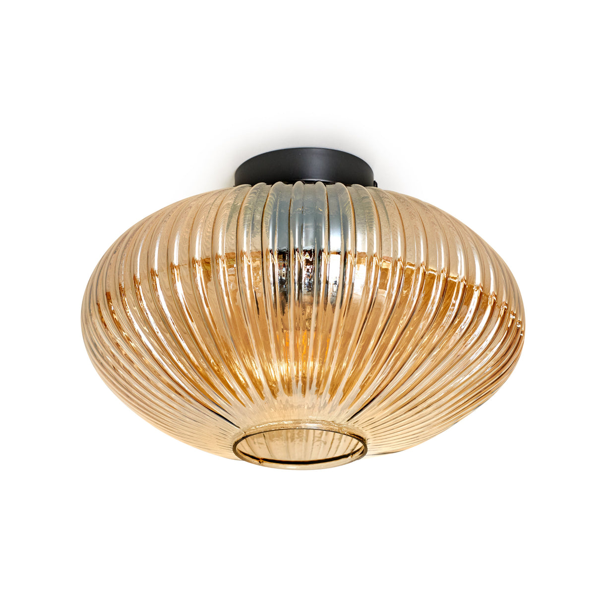 Design-Deckenleuchte rund mit Bernsteinglas