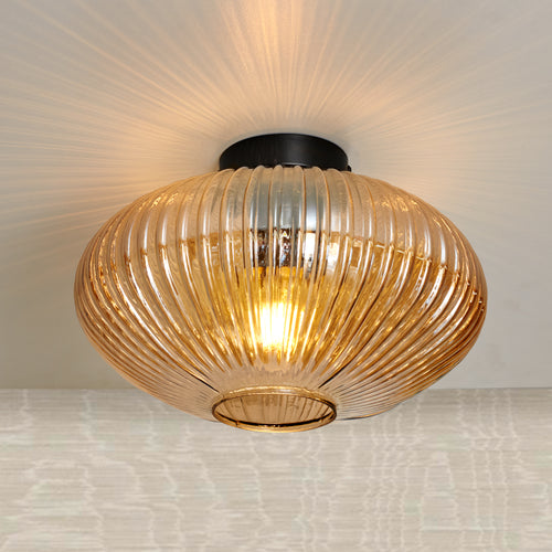 Design-Deckenleuchte rund Amberglas – Amelie