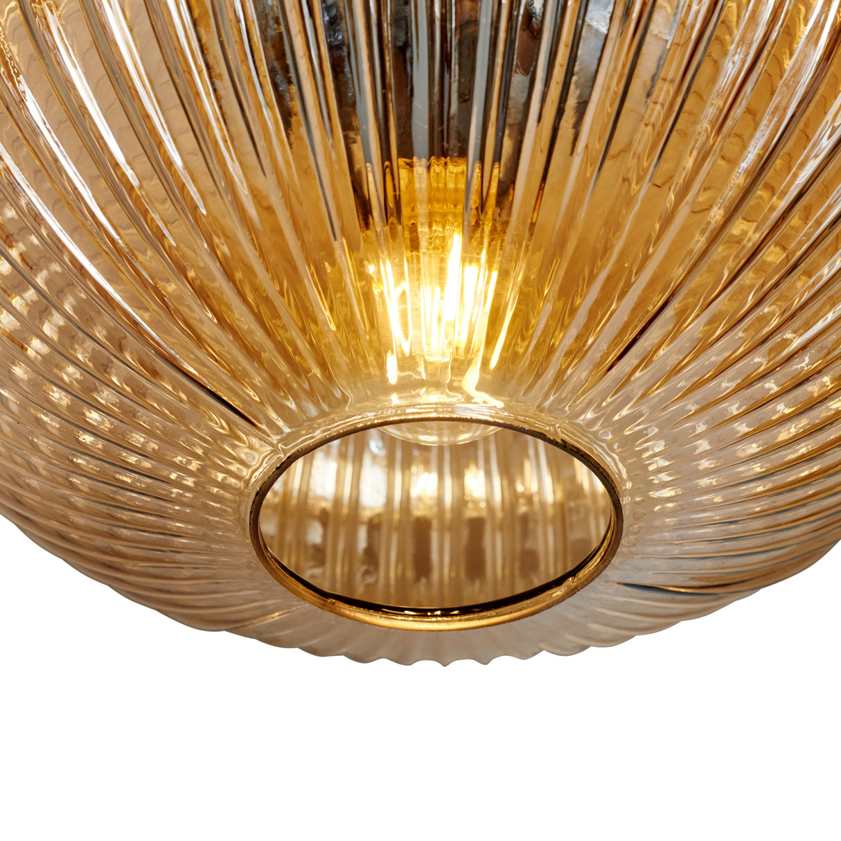 Design-Deckenleuchte rund mit Bernsteinglas