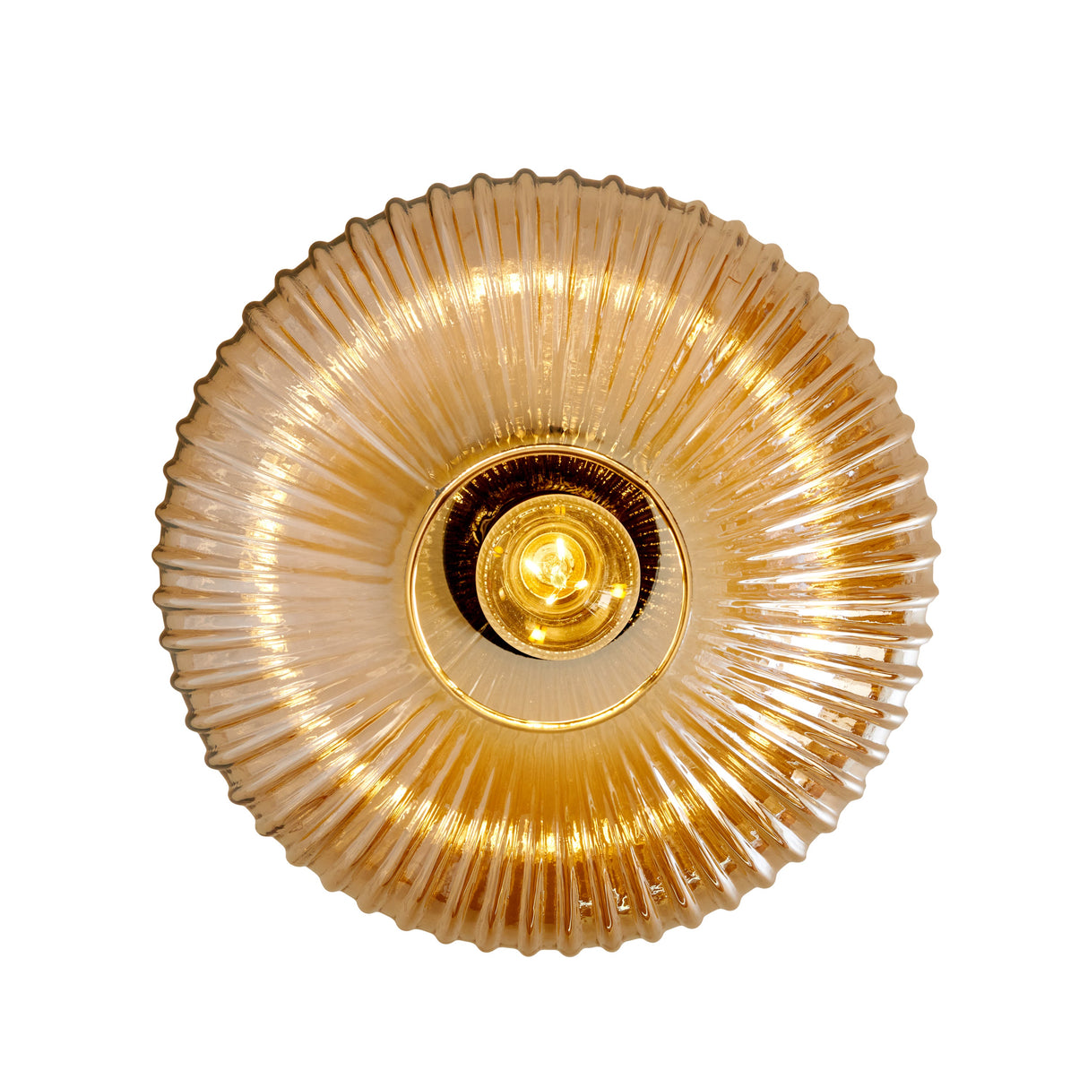 Design-Deckenleuchte rund mit Bernsteinglas