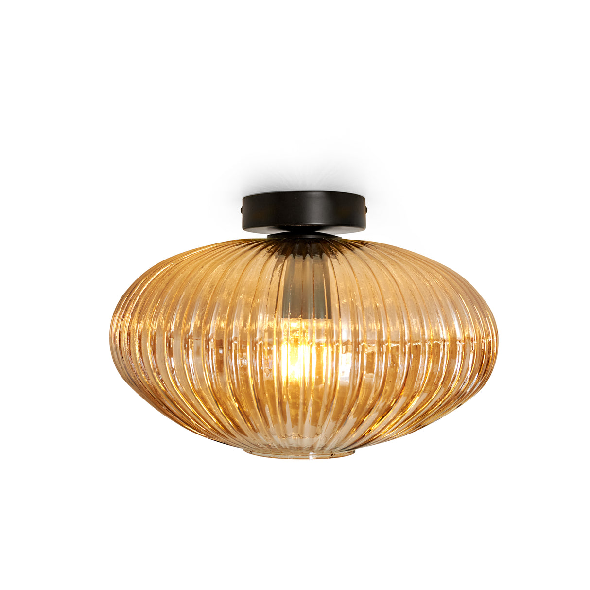 Designer Deckenleuchte rund Bernsteinglas - Amelie