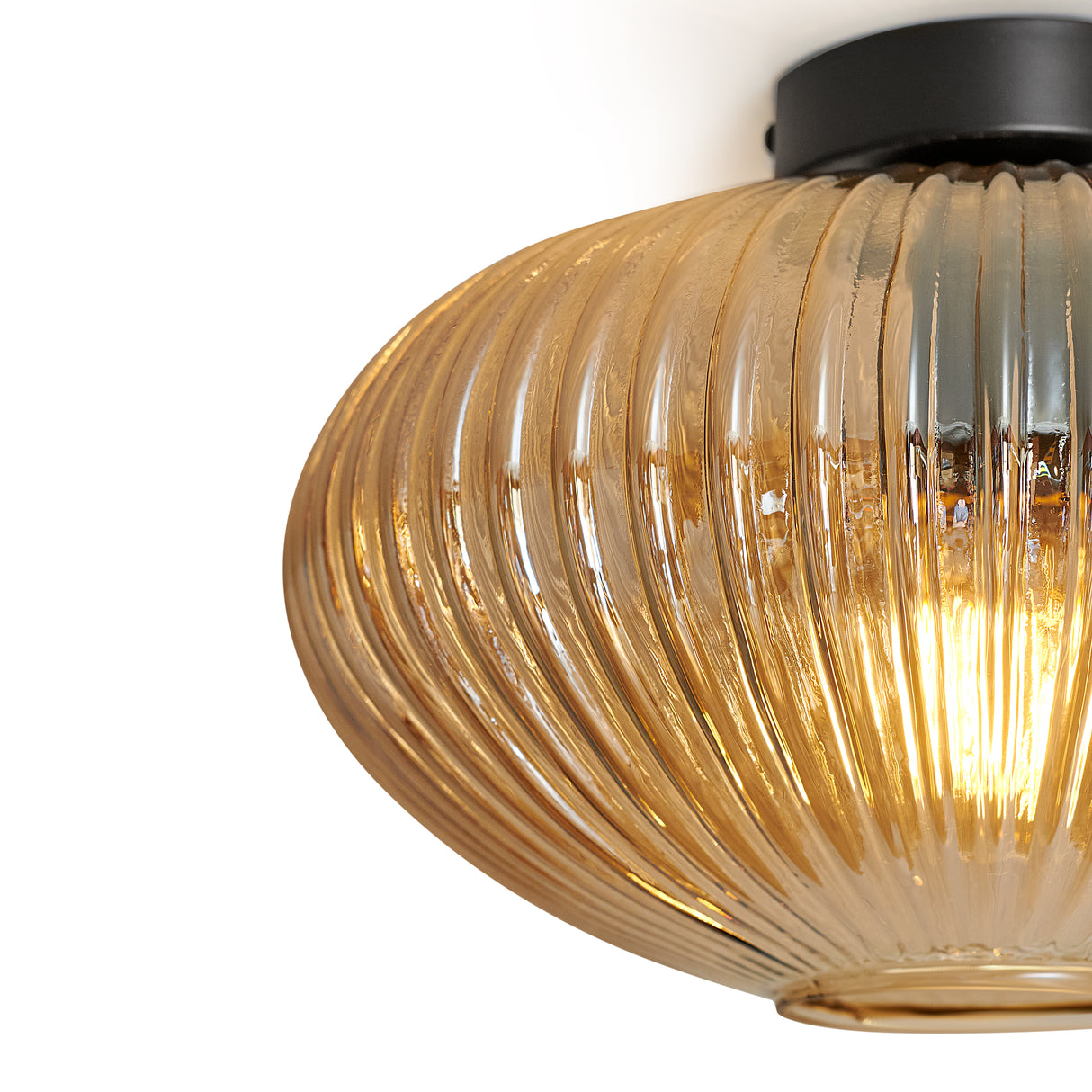 Designer Deckenleuchte rund Bernsteinglas - Amelie