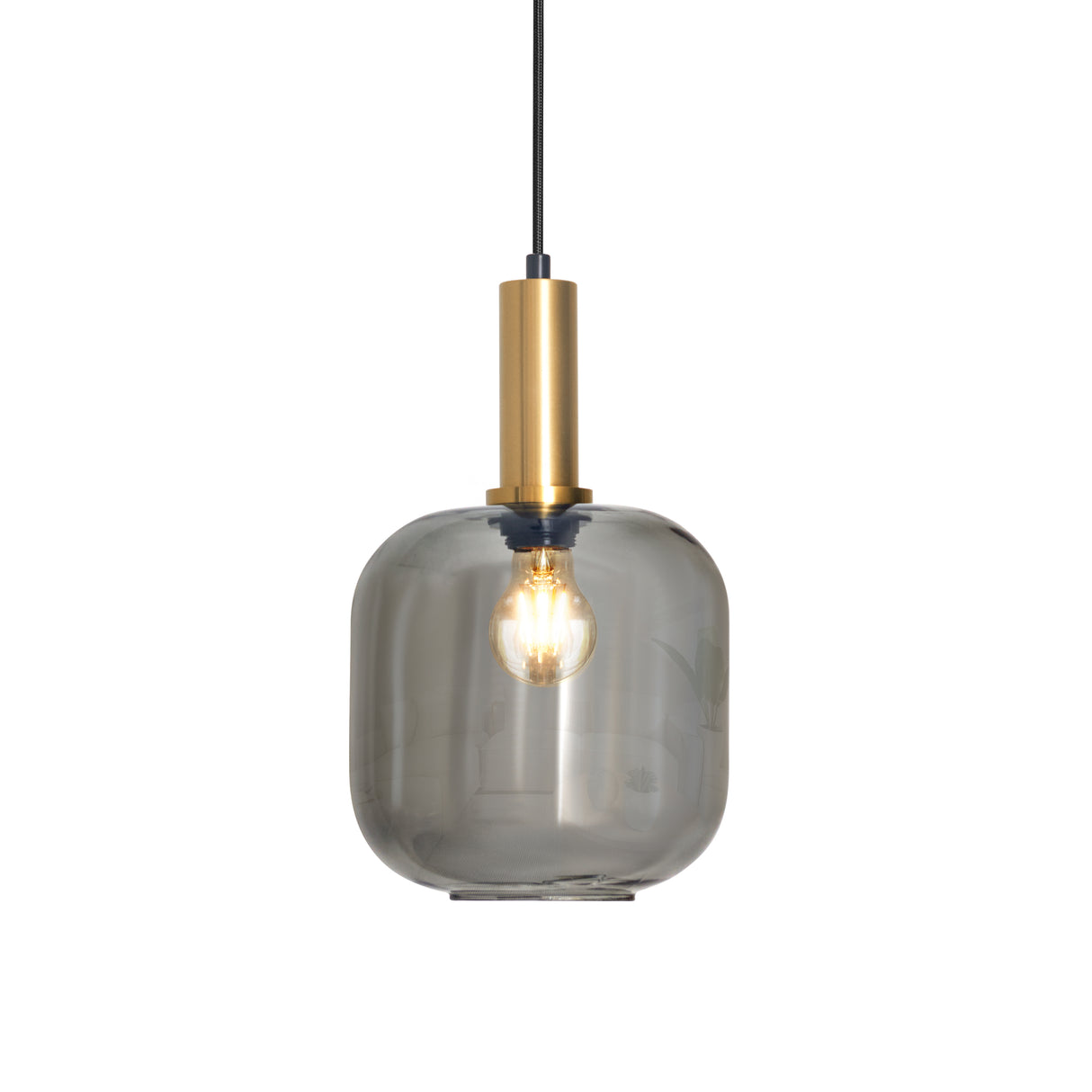 Design Pendelleuchte Messing mit Rauchglas