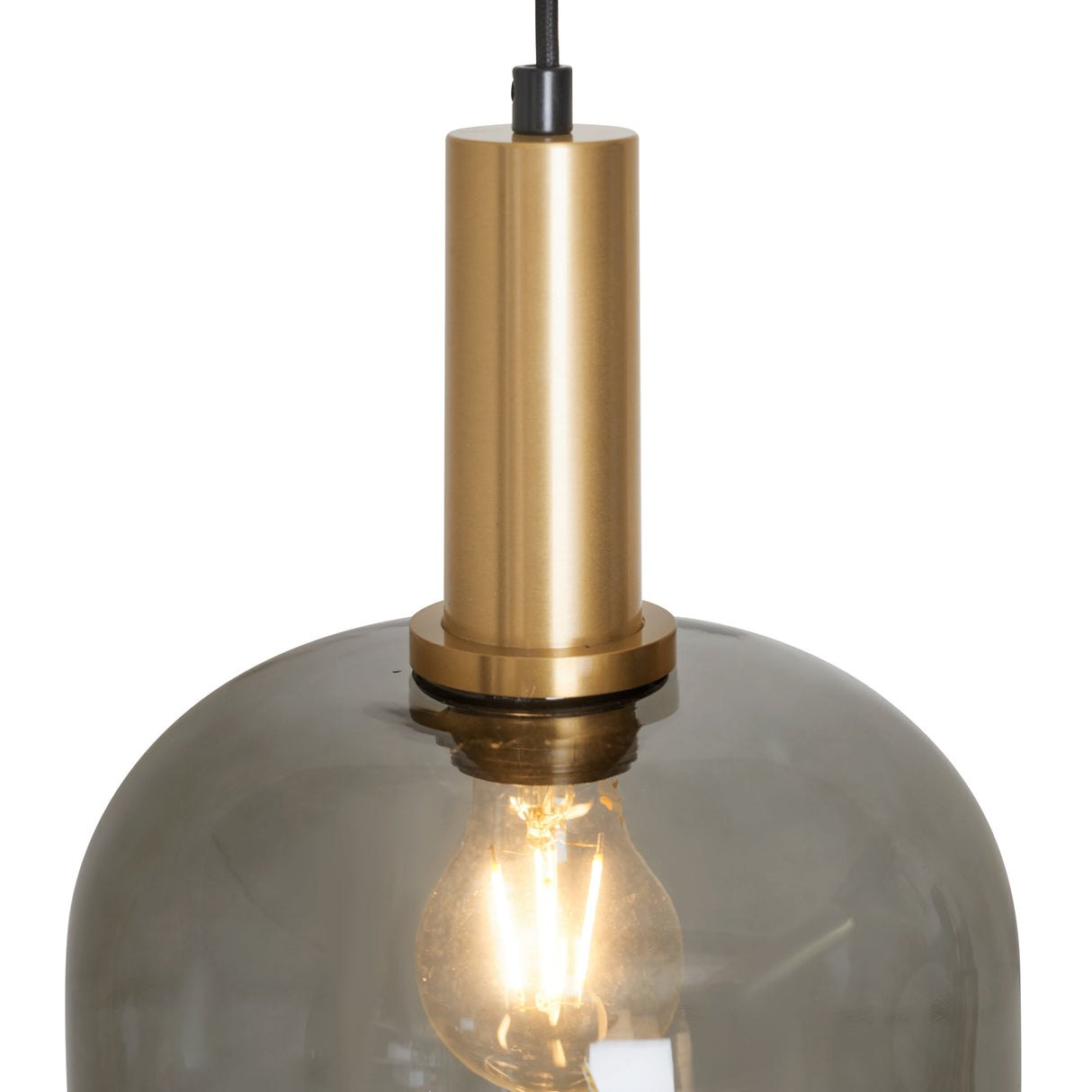 Pendelleuchte Messing mit Rauchglas