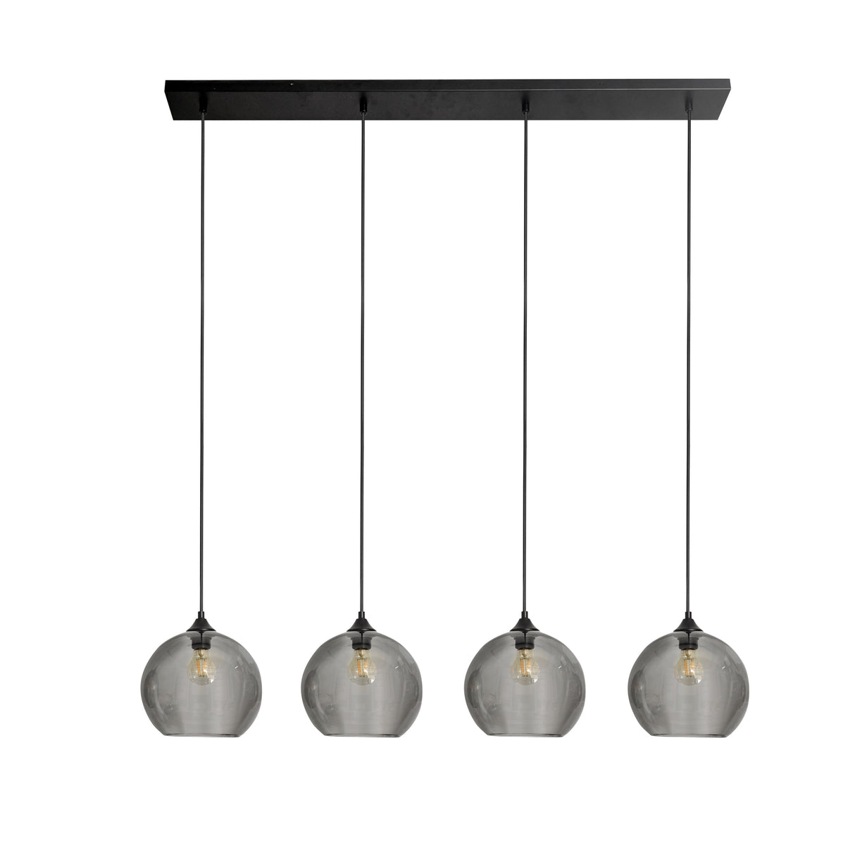 Hanglamp Zwart met Smoke Glas – 4-Lichts Langwerpig | Xavi