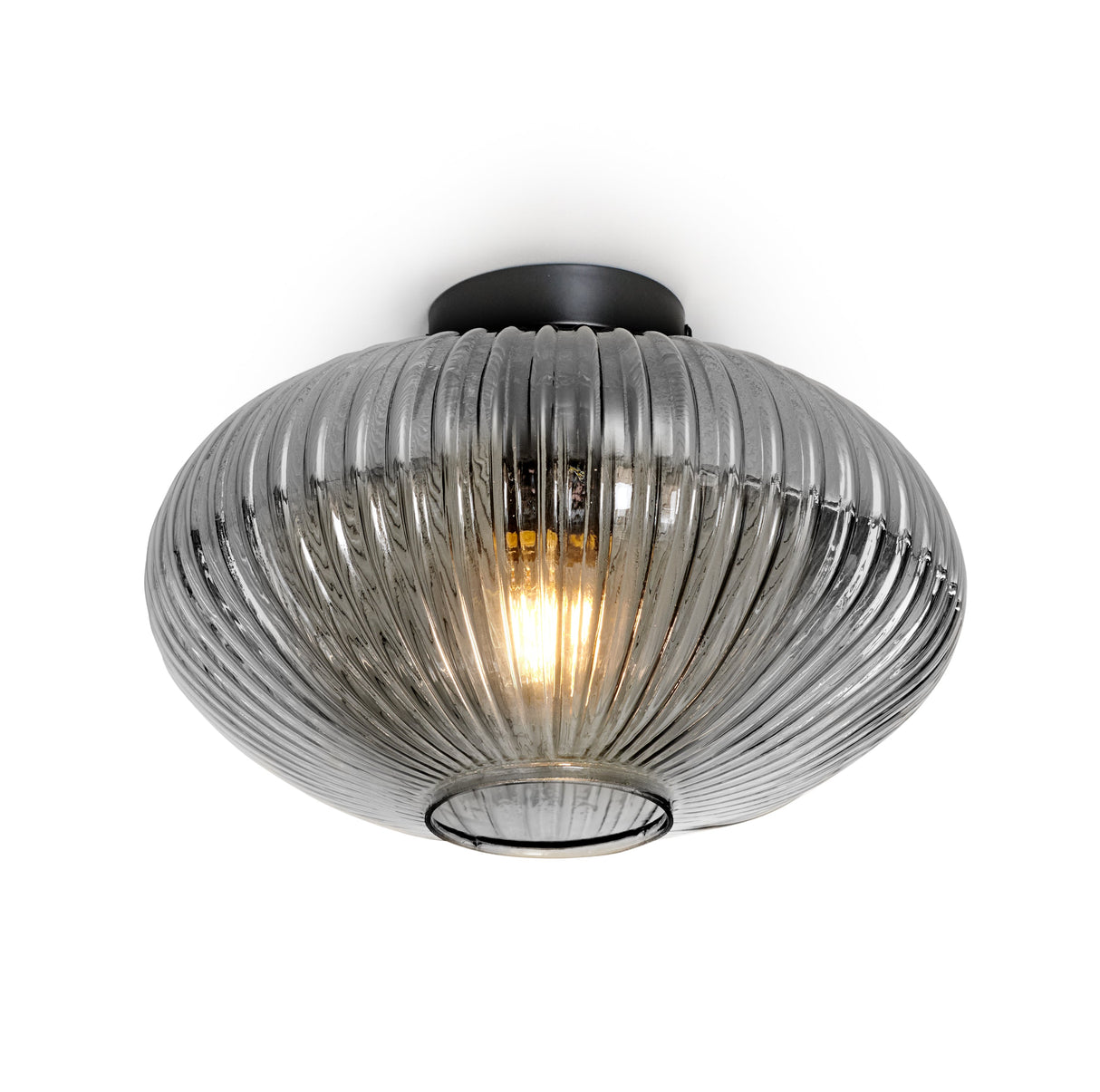 Design-Deckenleuchte rund mit Rauchglas